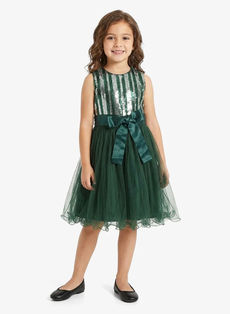 Little Golden Apple Little Sequin Top  Belted Dress